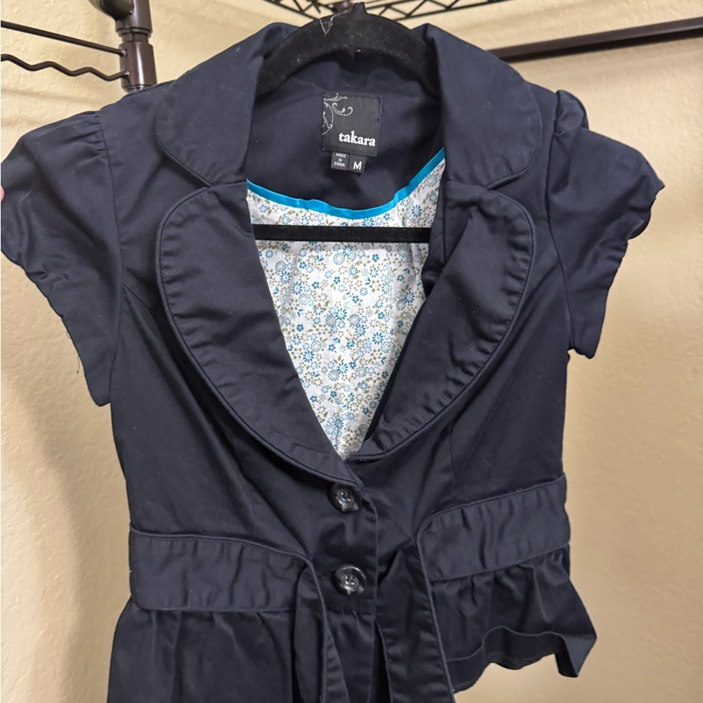 Takara Dark Black Short Sleeve Jacket